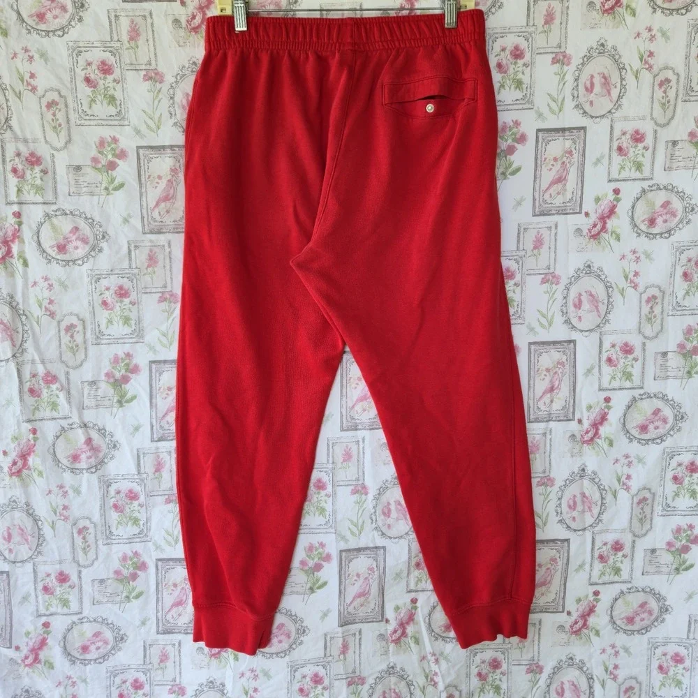 Nike Sweatpants Mens Medium Red Club Fleece Joggers Swoosh Logo